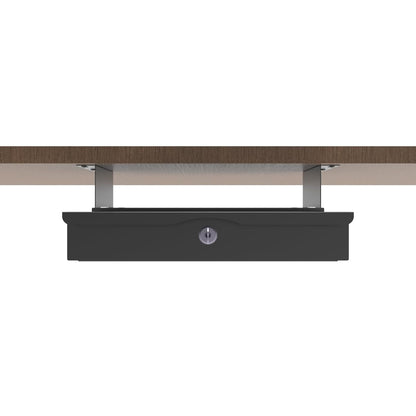 Mofangtech Under Desk Drawer Sliding Out Attachment with Shell, 15.6" x 10" x 5.07" Pull Out Lockable Drawer Storage Organizer with Cable Mangement for Workbench or Standing Desk with High Crosspiece