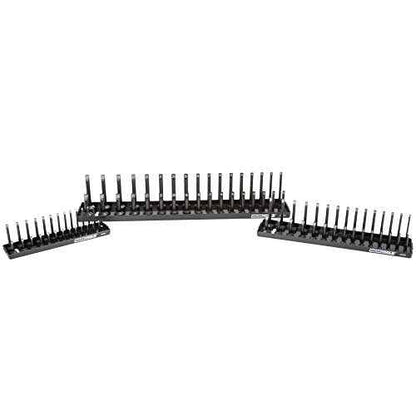 OEMTOOLS 22211 3-Pc Socket Organizer (Metric), Socket Holder for Organizing 1/4", 3/8", and 1/2" Sockets, Labeled Posts, Secure Fit, Sizes 4 mm to 27 mm