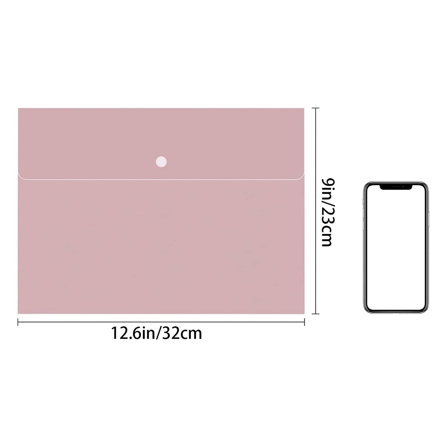 VANRA Poly File Folders Letter Size File Jackets Organizer Plastic Envelope A4 Flat Document Holder with Snap Button Closure (Pastel Pink, Pack of 5)