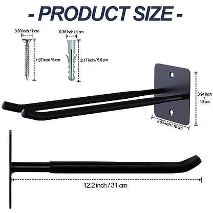 Large Garage Hooks Heavy Duty - 4 Pack 12.2" Long Garage Storage Utility Hooks, Wall Mount Ladder Hanger, Garage Organizer for Hanging Tool, Chairs, Hoses, Garden Tool, Bulk Items, Ropes, etc.