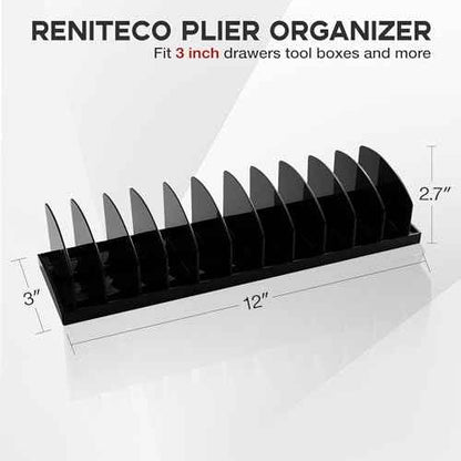 2 PCS Plier Organizer Black Pliers Holder With Adjustable Dividers Non-Slip Rubber Base for Customizable Versatile Plier Set Storage Rack