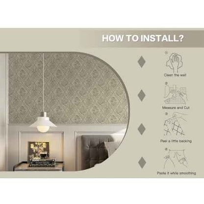 Kitico Peel and Stick Wallpaper Vintage Bohemian Wallpaper Brown Contact Paper Flower Removable Waterproof Bathroom/Bedroom Cabinets Self Adhesive Vinyl 17.3 inches x393.7 inches
