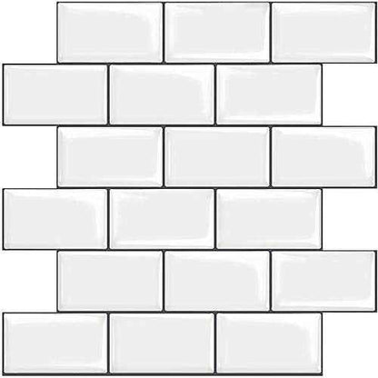 STICKGOO 1-Sheet Subway Tiles Self Adhesive Kitchen Splashbacks, Peel and Stick Wall Tile Stickers, Stick on Tiles Splashback (Black, Thicker Design)