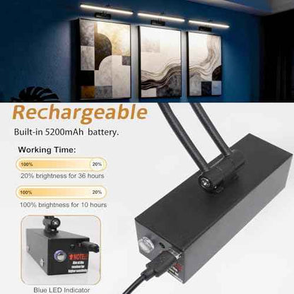 3 Pack Picture Lights for Wall Battery Operated, 16 inch Wireless Art Lighting for Painting, 6 Colors Picture Frame Lights with Remote, Dimmable 5200mAh Gallery Light, Black