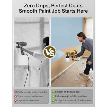 HVLP Paint Sprayer, Electric Spray Paint Gun, 3 Modes & 4 Barss Nozzles, with Cleaning & Blowing Joints, Variable Flow Control, for Doors, Fences, Furniture, Wall, Cabinet, Garden Chairs, etc.