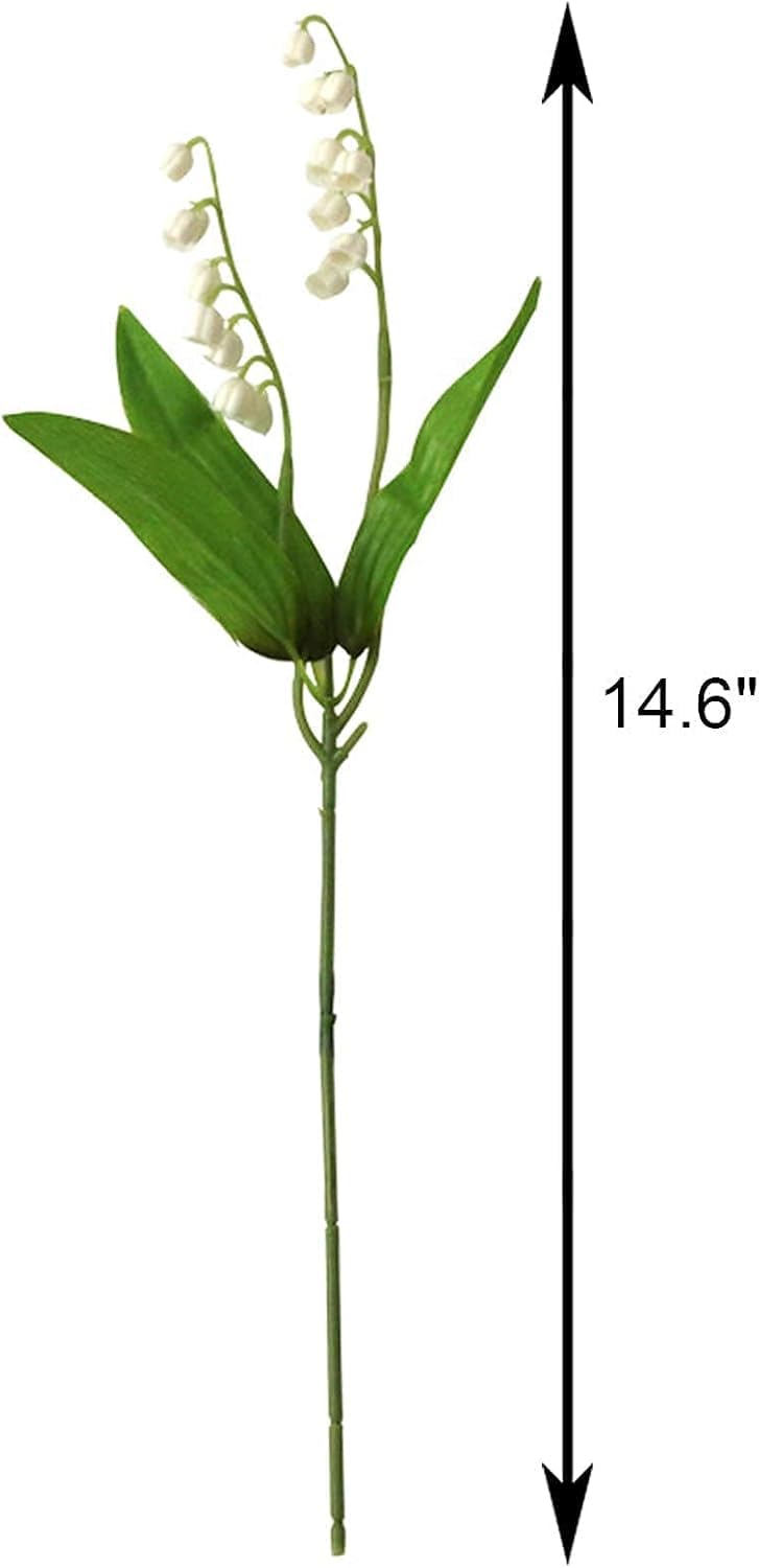 24PCS Artificial Lily of the Valley Flowers Plastic Flower for Outdoor Bridal Wedding Bouquet Home Garden Party Wedding Decoration