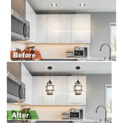 Recessed Can Light Conversion Kit for 5" and 6" Ceiling Fixtures - Pendant/Hanging Light Upgrade, Compatible with Ceiling Fans, Includes 7¨ú" Flat Steel Medallion, White Finish,2 Pack