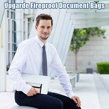 Leinuosen 6 Pack Small Fireproof Bag 8 x 5 Inch Fireproof Money Waterproof Pouch Document Bag with Zipper Silicone Coated Money Holder Safe Accessories for Valuables Passport(Black and Silvery)