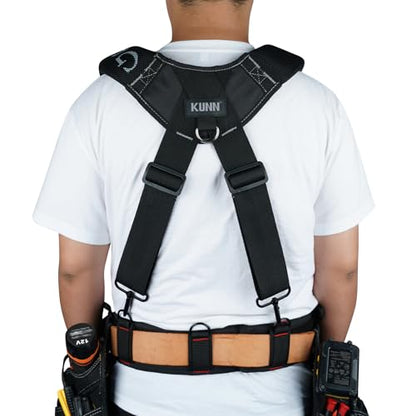 KUNN Tool Belt Suspenders Padded Construction Belt Harness with Gel Shoulder Strap Detachable Phone Holder,4 Tool Belt Loops