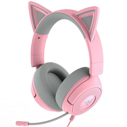 Razer Kraken Kitty V3 X Wired Gaming Headset: Kitty Ears - HyperClear Cardioid Mic - 40 mm Drivers - 7.1 Surround Sound - Comfy Ear Cushions - Cross-Platform via 3.5mm PC, PS5, Xbox, Switch 2 - Pink