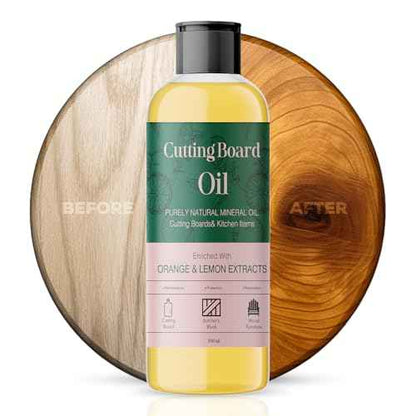 Cutting Board Oil - Natural Mineral Oil for Cutting Board - Enriched with Lemon and Orange Oils - Butcher Block Oil and Conditioner - Mineral Oil for Wooden Cutting Board & Utensils - 6.7oz