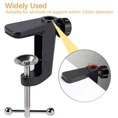 Replacement Aluminum Alloy Universal Bracket Adjustable C-Clamp Desk Light Mounting Bracket Cantilever Bracket for Microphone Arm and Desktop Table Lamp