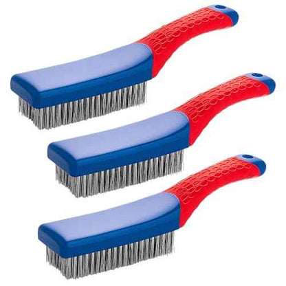 Wire Brushes Set, Stainless Steel Wire Brushes for Cleaning Rust Paint Removal with Curved Handle