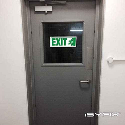 iSYFIX Exit Signs Stickers ? 3 Pack 10x4 Inch ? Premium Self-Adhesive Vinyl, Laminated for Ultimate UV, Weather, Scratch, Water & Fade Resistance, for Office, Buildings, Workplace, Indoor & Outdoor