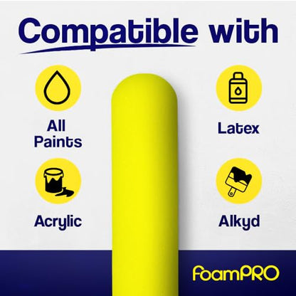 FoamPRO 75RS Slim Trimmer Roller Refills, 6" x 3/8" - High-CapacityFoam Refills for Bathrooms, Kitchens, Closets 7 Confined AreasSmooth & Even Paint Application - Works with All Paints- 10 Pack