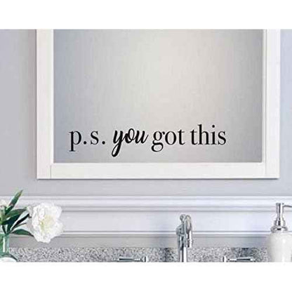 IARTTOP You Got This Wall Decal,Inspirational Quote Positive Attitude Wall Sticker for Bathroom Mirror Bedroom Decor, Motivational Family Lettering Stickers Decoration, Mirror Decals Bathroom,Black