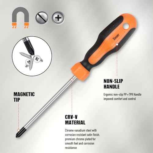 13-Pieces Magnetic Screwdrivers Set, 6 Phillips and 6 Flat Head Tips,Chrome Vanadium Steel,Screwdriver Set With Magnetizer demagnetizer tool
