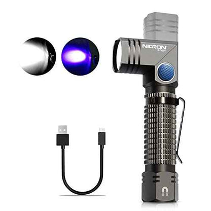 NICRON B74U Blacklight Torch 395nm UV Ultraviolet 90 Degree Adjustable-Head, Pocket Clip, Magnetic Base, 6 Modes Flashlight for Urine Stain Detector