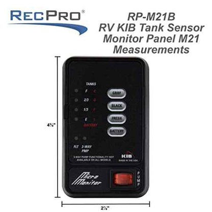 RecPro Tank Sensor Monitor Panel M21 | KIB Replacement | Panel Only | Level Sensor | Fresh Water or Holding Tank Level Sensor (White)