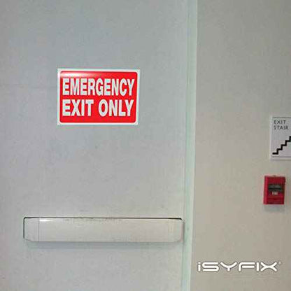 Emergency Exit Only Signs Stickers, 2 Pack 10x7 Inch ? Premium Self-Adhesive Vinyl Decal, Laminated for Ultimate UV, Weather, Scratch, Water & Fade Resistance, Indoor & Outdoor
