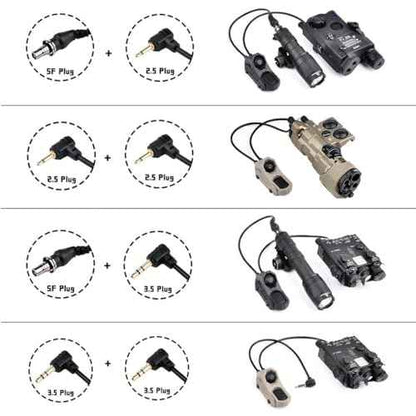 Tactical Modular Dual Wire Button Remote Activation Pressure Switch£¬Compatible with M300/M600 PEQ15/A2 Etc Series Scout Troch Flashlight£¬for 20mm Rail and M&K System (SF+Crane Laser Plug BK)