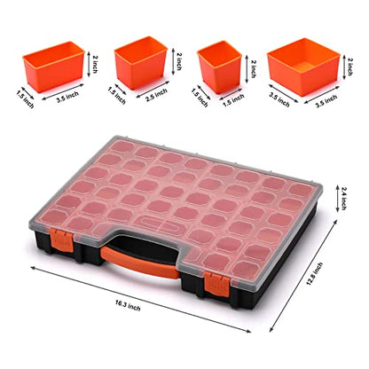 AIRTOON 2PCS Multi-Purpose Toolbox, Professional Organizer with 22 Bin Compartments, Box Organizer for Hardware, Screws, Bolts, Nuts, Nails, Tools, Arts