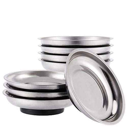 8 PCS Magnetic Bowls 6 Inches, Magnetic Trays Set Round, Stainless Steel Magnetic Parts Tray Set for Bolts, Pins, Screws, Nuts, Small Parts Tools Organization for Workshop, Garage, Craft Room
