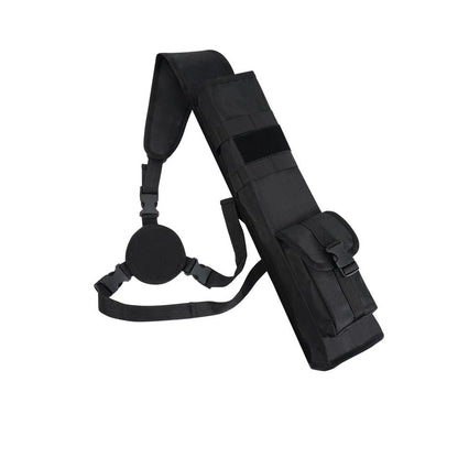 AHOSOUTLY Adjustable Lightweight Archery Back Quiver - 24-30 Arrow Capacity with Molle System & Large Storage Pocket, Three-Point Harness for Bow Hunting and Target Practice(Black) (Black)