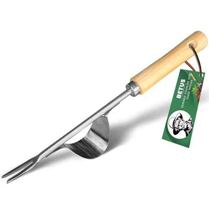 Betus Manual Hand Weeder - Bend-Proof Leverage Base for Super Easy Weed Removal & Deeper Digging - Sturdy Chrome Plated Steel - Compact Dandelion Weed Puller Tool for Yard Lawn and Farm