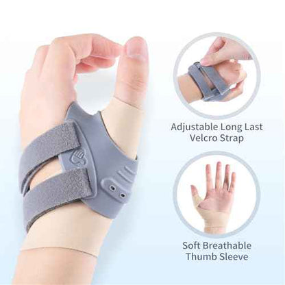 Thumb Brace for Women and Men CMC Thumb Brace, Left Thumb Support for Muscle Strain/Trauma/Tendonitis/Joint Pain/Arthritis,Adjustable Thumb Splint with Thumb Sleeve - Gray, Medium, Left
