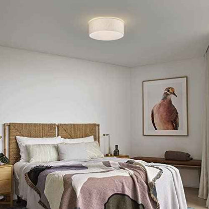 3-Light Ceiling Light Fixture, 13" Drum Flush Mount Ceiling Light, Modern Close to Ceiling Lights with Fabric Linen Shade for Hallway Bedroom Kitchen Dining Living Room