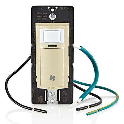 Leviton Humidity Sensor Switch for Bathroom Exhaust Fan, Automate Ventilation, Air Circulation, Moisture Control, ¼ HP, Single Pole, DHS05-1LW, White