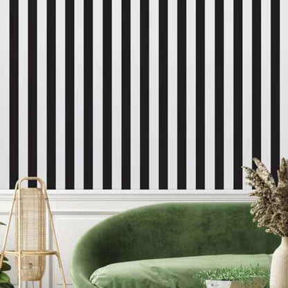 Cohoo Home Black and White Wallpaper Peel and Stick Striped Contact Paper for Cabinets Black and White Contact Paper Modern Self-Adhesive Removable Wallpaper Bedroom Bathroom Waterproof 118inL 18inW
