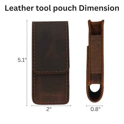 Leather Multitool Sheath for Belt EDC Belt Organizer with Magnetic Closure ? Multitool Holster Pouch Compatible for Leatherman, Gerber, Folding Tool Vertical Carry Knife Holder Dark Brown