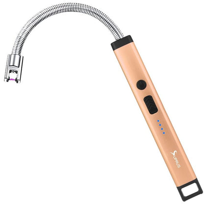 SUPRUS Rechargeable Candle Lighter Electric Arc Triple Safety Long Lighter Stainless Steel Shell & Hanging Hook (Peach Fuzz)