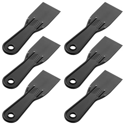 6 PCS Plastic Putty Knife, 2 Inch Black Flexible Putty Knife Scraper for Taping Drywall Spreading Repairing Walls Scratching
