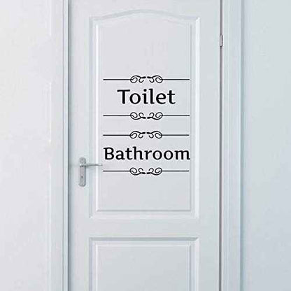 Bestjybt DIY Removable Washroom Toilet Bathroom WC Sign Door Accessories Wall Sticker Home Decor (Bathroom)