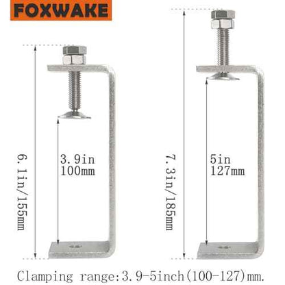 Stainless Steel C Clamps Small 5 Inch for Mounting, Heavy Duty U Clamps for Metal Working, Desk Clamp with Stable Wide Jaw Opening & Protective Pads/I-Beam Design (2pcs)