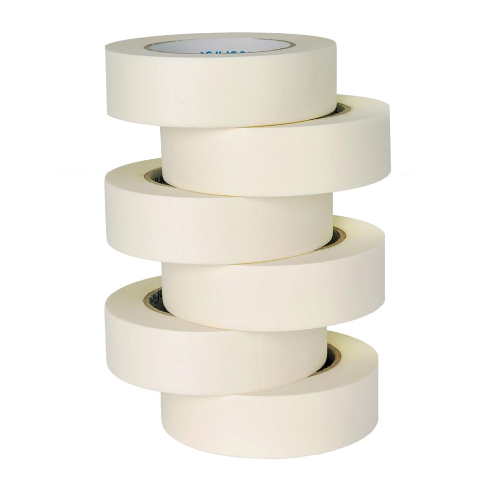TIANBO FIRST Masking Tape 1.41 Inch Wide Thin Beige White Painters Masking Tape Bulk for Painting Home Office School Stationery, 1.41 Inches x 60 Yards, 6 Rolls