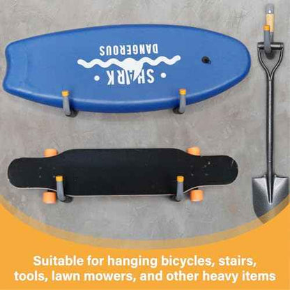 9.8" Ladder Hooks for Garage Wall, 6PC Garage Storage Hooks with Jumbo Arm, Heavy Duty Large Hooks for Tools, Bikes, Chairs, and Outdoor Organization