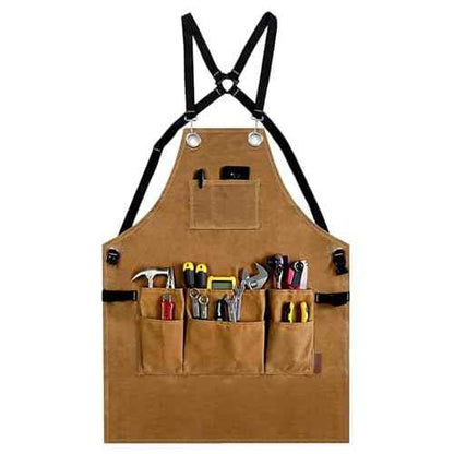 Woodworking Apron for Men Canvas Work Shop Aprons Waterproof with Tool Pockets for Woodworkers Carpenters