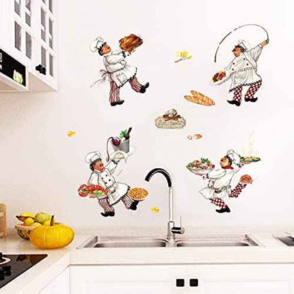 wondever Italian Chef Kitchen Wall Stickers Food Cooking Peel and Stick Wall Art Decals for Kitchen Dining Room Restaurant