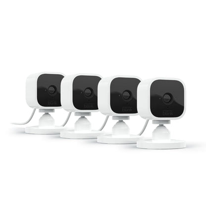 Blink Mini - Compact indoor plug-in smart security camera, 1080p HD video, night vision, motion detection, two-way audio, easy set up, Works with Alexa – 2 cameras (Black)