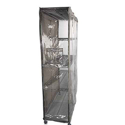 YLOVAN Storage Shelf Cover Wire Rack Shelving Dust Protective, Fits Racks 48" L x 19'' D x 72'' H Three Side See Through Panel (Cover only)