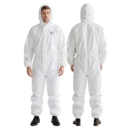 Disposable Coveralls Hazmat Suit, Full Body Paint Suits, 7 Size Options, with Elastic Wrists, Ankles and Hood