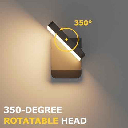 Modern Outdoor Rotatable Wall Light 350¡Æ Adjustable Head Wall Lighting Black LED Wall Sconce Exterior Light for House Porch Garage IP65 Waterproof, 3000K