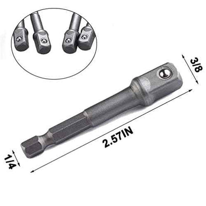 5 Pieces Impact Adapter Square Socket Adapter, 1/4" Hex Shank to 3/8" Square Socket Bit, Extension Socket Driver Bits Impact Socket Adapter for Automotive DIY