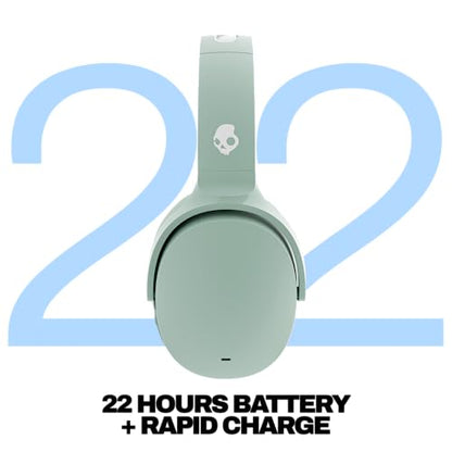 Skullcandy Hesh ANC Wireless Over-Ear Bluetooth Headphones, Active Noise Cancelling, Up to 22 Hrs Battery, Foldable Lightweight Design, Microphone for iPhone Android - Preppy Sage