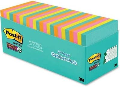 Super Sticky Notes - 24 Pads, 3x3 in. | 2X Sticking Power, Supernova Neons Collection