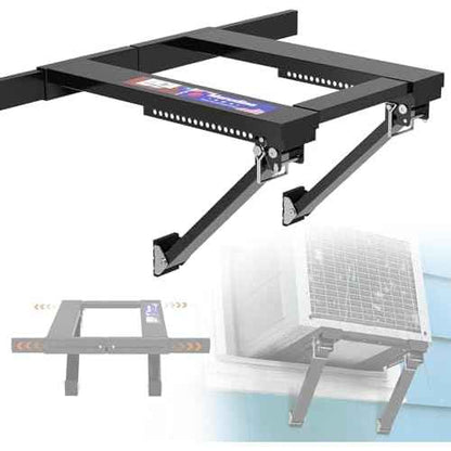 Upgraded No-Drill Window AC Bracket, Adjustable Window Air Conditioner Support for Single/Double Hung Windows, Heavy-Duty Holds 250lbs,Easy Installation, Rustproof Aluminum, Renter Friendly